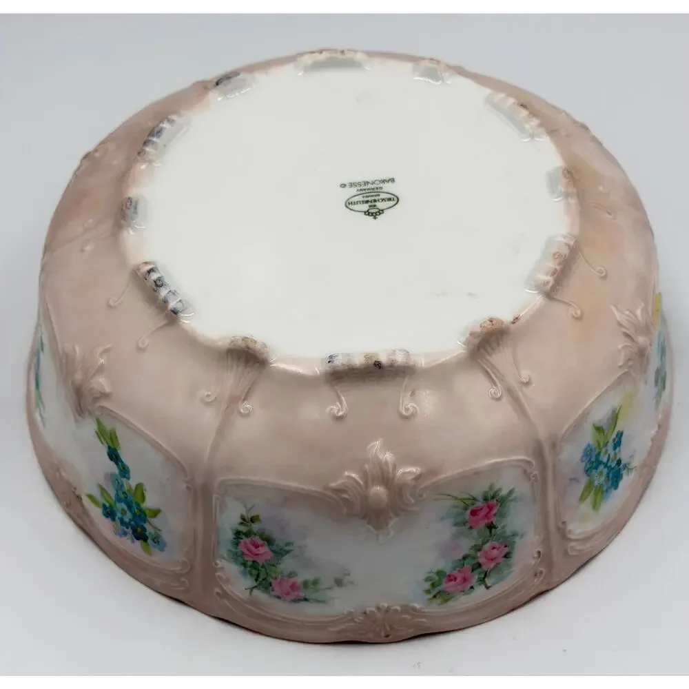 Tirschenreuth Baronesse Bavaria Serving Bowl Hand-painted Roses 24K Gold Trim